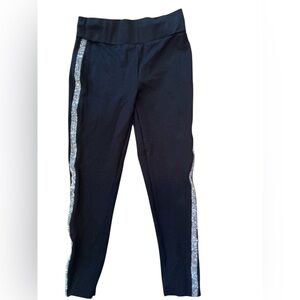 Alice Blue Black Leggings with Silver Glitter Tummy Control